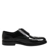 Dolce & Gabbana Black Leather Derby Wingtip Formal Shoes