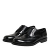 Dolce & Gabbana Black Leather Derby Wingtip Formal Shoes