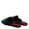 Dolce & Gabbana Green Velvet Cross Embellished Slippers Shoes