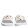 Dolce & Gabbana White Leather Slides Sandals Beachwear Shoes