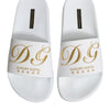 Dolce & Gabbana White Leather Slides Sandals Beachwear Shoes