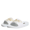 Dolce & Gabbana White Leather Slides Sandals Beachwear Shoes