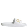 Dolce & Gabbana White Leather Slides Sandals Beachwear Shoes