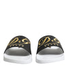 Dolce & Gabbana White Black Leather Sandals Beachwear Shoes