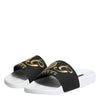 Dolce & Gabbana White Black Leather Sandals Beachwear Shoes