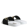 Dolce & Gabbana White Black Leather Sandals Beachwear Shoes