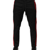 Dolce & Gabbana Red Stripe Cotton Logo Jogger Sweatpants Pants