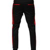 Dolce & Gabbana Red Stripe Cotton Logo Jogger Sweatpants Pants