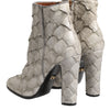 Dolce & Gabbana Off White Leather Heels Ankle Boots Shoes