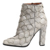 Dolce & Gabbana Off White Leather Heels Ankle Boots Shoes