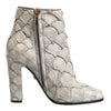 Dolce & Gabbana Off White Leather Heels Ankle Boots Shoes