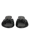 Dolce & Gabbana Black Leather Heels Slides Sandals Shoes