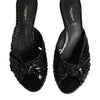 Dolce & Gabbana Black Leather Heels Slides Sandals Shoes