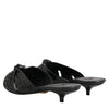 Dolce & Gabbana Black Leather Heels Slides Sandals Shoes