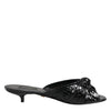 Dolce & Gabbana Black Leather Heels Slides Sandals Shoes