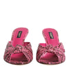 Dolce & Gabbana Pink Leather Heels Slides Sandals Shoes