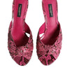 Dolce & Gabbana Pink Leather Heels Slides Sandals Shoes