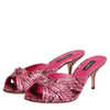 Dolce & Gabbana Pink Leather Heels Slides Sandals Shoes