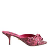 Dolce & Gabbana Pink Leather Heels Slides Sandals Shoes