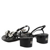 Dolce & Gabbana Black Leather Crystal Ankle Strap Sandals Shoes