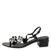 Dolce & Gabbana Black Leather Crystal Ankle Strap Sandals Shoes