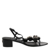 Dolce & Gabbana Black Leather Crystal Ankle Strap Sandals Shoes