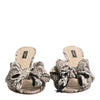 Dolce & Gabbana Multicolor Keira Bow Leather Peep Toe Mules Shoes