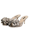 Dolce & Gabbana Multicolor Keira Bow Leather Peep Toe Mules Shoes