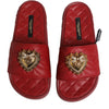 Dolce & Gabbana Red Devotion Matelassé Leather Slides Shoes