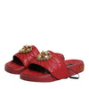 Dolce & Gabbana Red Devotion Matelassé Leather Slides Shoes