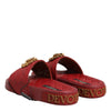Dolce & Gabbana Red Devotion Matelassé Leather Slides Shoes