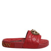 Dolce & Gabbana Red Devotion Matelassé Leather Slides Shoes
