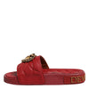 Dolce & Gabbana Red Devotion Matelassé Leather Slides Shoes