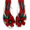 Dolce & Gabbana Red White KEIRA Flower Leather Sandals Shoes