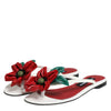Dolce & Gabbana Red White KEIRA Flower Leather Sandals Shoes
