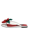 Dolce & Gabbana Red White KEIRA Flower Leather Sandals Shoes