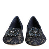 Dolce & Gabbana Blue Taormina Lace Crystals Flats Shoes