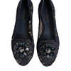 Dolce & Gabbana Blue Taormina Lace Crystals Flats Shoes