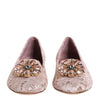 Dolce & Gabbana Pink Taormina Lace Crystals Flats Shoes