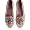 Dolce & Gabbana Pink Taormina Lace Crystals Flats Shoes