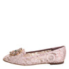 Dolce & Gabbana Pink Taormina Lace Crystals Flats Shoes