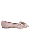 Dolce & Gabbana Pink Taormina Lace Crystals Flats Shoes