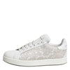 Dolce & Gabbana White Lace Leather Low Top Sneaker Shoes