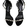Dolce & Gabbana Black KEIRA Pearl Embellished Sandals Shoes