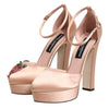 Dolce & Gabbana Pink Block Heels Ankle Strap Sandals Shoes