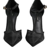 Dolce & Gabbana Black Mesh T-strap Stiletto High Heels Shoes