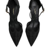 Dolce & Gabbana Black Mesh T-strap Stiletto High Heels Shoes