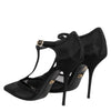 Dolce & Gabbana Black Mesh T-strap Stiletto High Heels Shoes