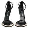 Dolce & Gabbana Black KEIRA Pearl Embellished Sandals Shoes