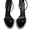 Dolce & Gabbana Black KEIRA Pearl Embellished Sandals Shoes